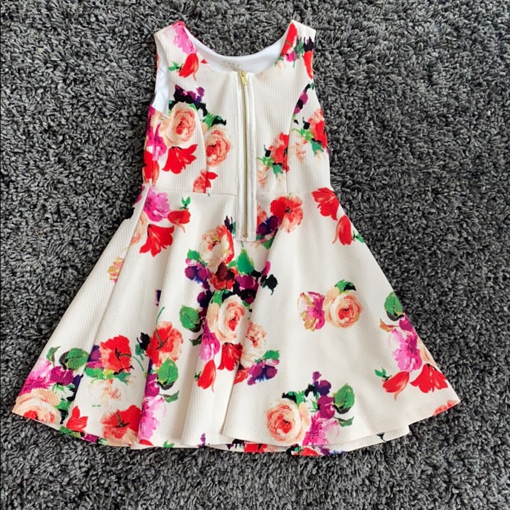 Girls Floral Front Zip Dress